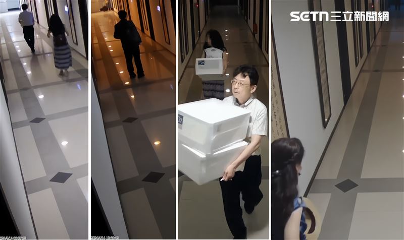 監視器錄到大葉大學校長方文昌與女子進出宿舍的清晰臉孔與時間等詳細情況。（圖／讀者提供）