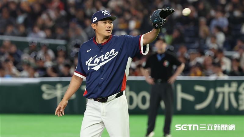 WBC韓澳戰，韓國隊第2任投手盧景銀。（圖／特派記者劉彥池攝影）