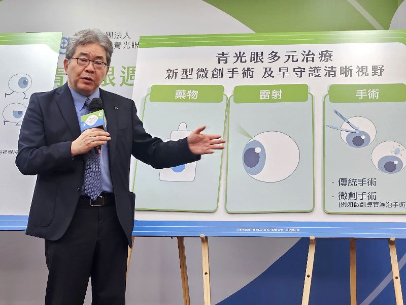 台灣患者1/4屬年輕型受高度近視與長時間使用3C產品影響，台灣青光眼患者1/4是年輕型，台灣青光眼關懷協會理事長呂大文（圖）建議，35歲以上民眾可定期檢測視野缺損值（MD值）