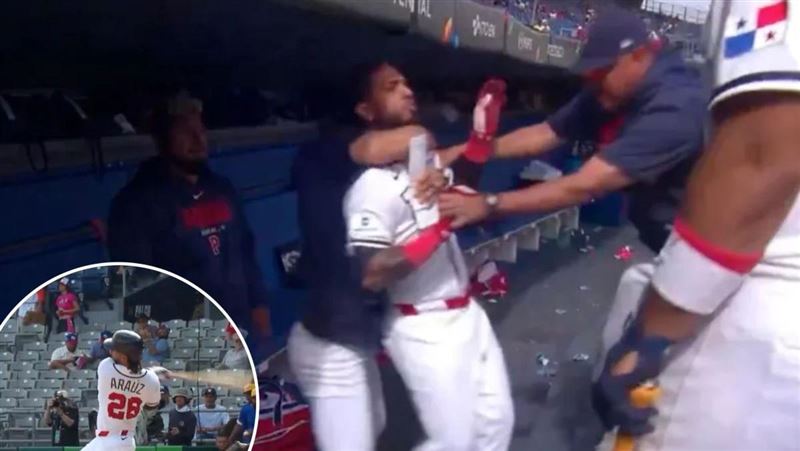 曾效力大聯盟的巴拿馬球員阿勞烏茲(Jonathan Arauz)差點與總教練爆發肢體衝突。(圖/翻攝自X平台 @nypostsports)