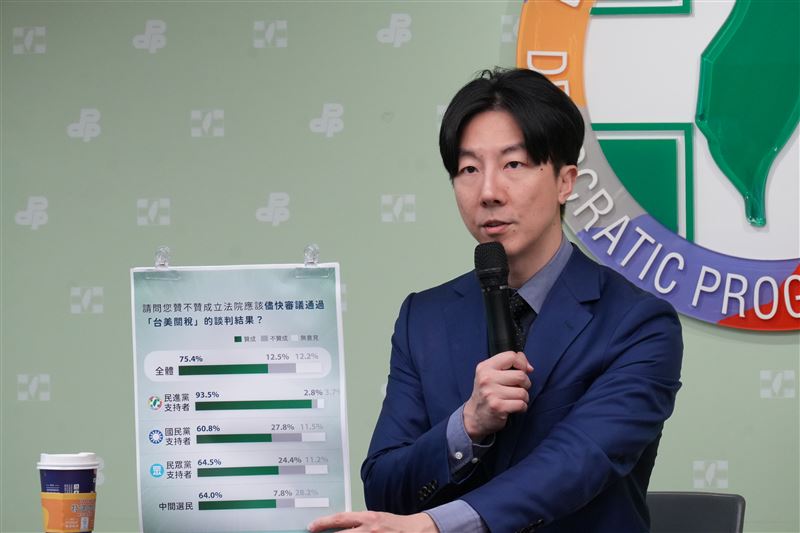 民進黨發言人吳崢召開「重大時事議題民調」記者會（圖／民進黨提供）