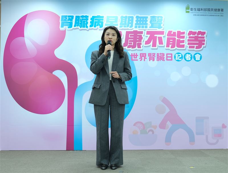 國健署長沈靜芬提醒，養成8項護腎好習慣，預防慢性腎臟病的發生。（圖／國健署提供）