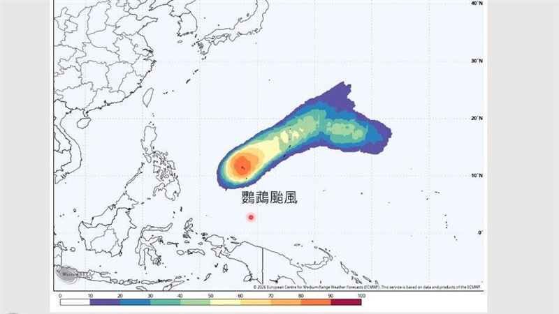 今年第3號颱風(鸚鵡)最快在今(10)日晚間生成,預估將往東北方前進。(圖/翻攝自賈新興YT)