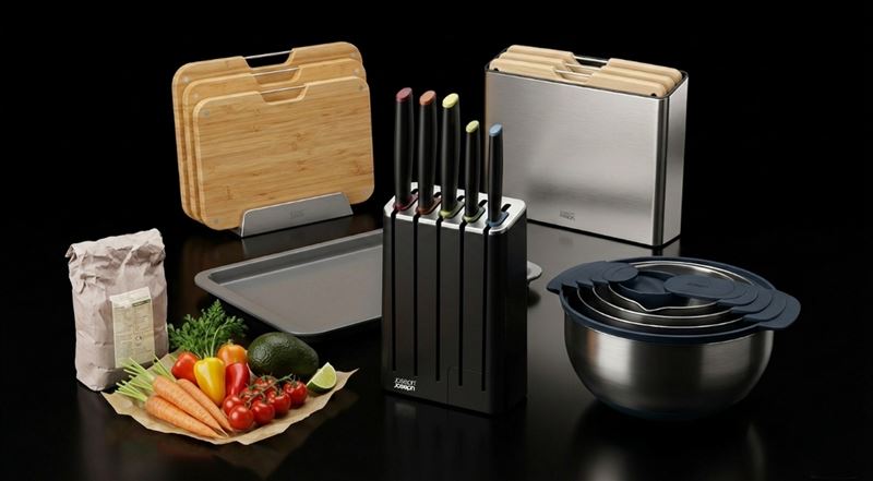 瞄準當代男性居家料理潮流,hengstyle恆隆行代理英國設計品牌Joseph Joseph首度在台推出不鏽鋼與竹材新作。(圖/品牌業者提供)