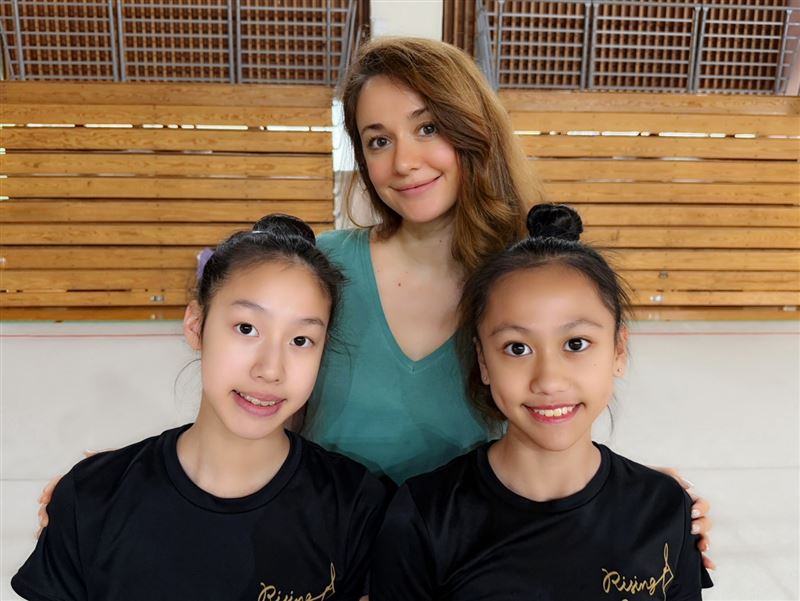 瑞星兩名小將將參加台灣國手選拔，左起星彤、瑞莎、林羽潔。（圖／瑞星體操協會提供）
