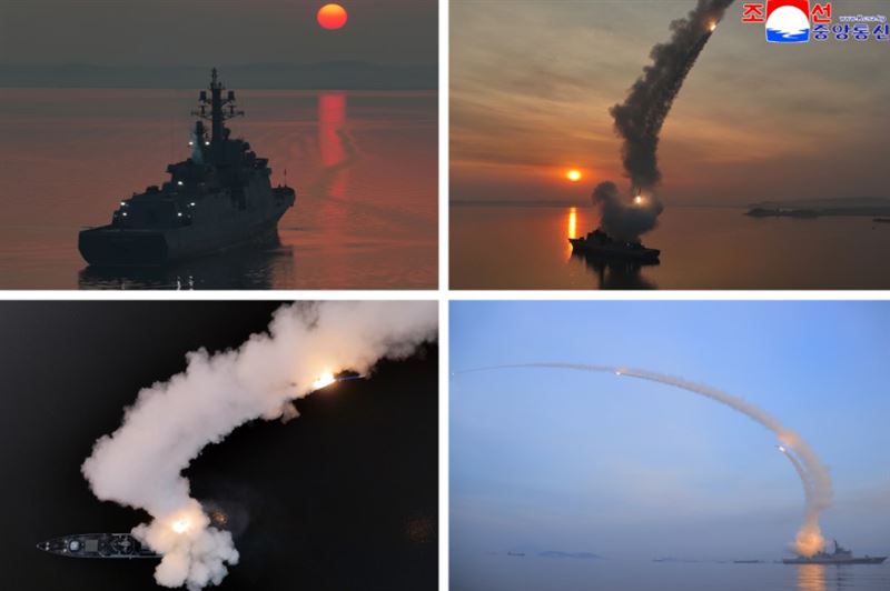 北韓大秀軍事肌肉。（圖／翻攝自朝中社）