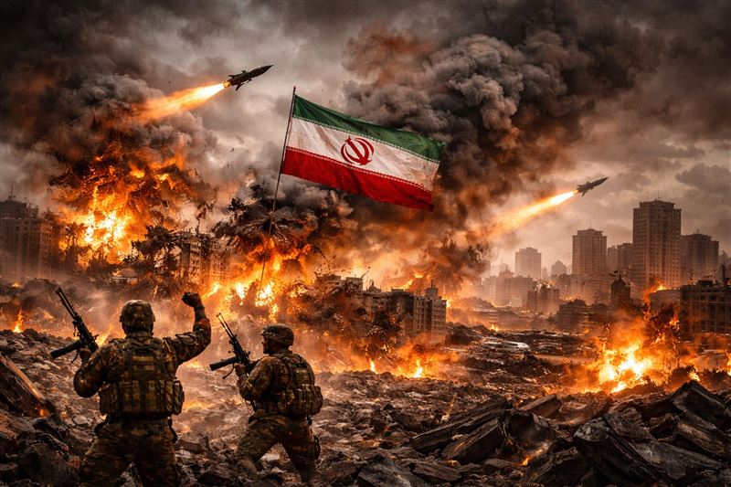 美以聯手空襲伊朗，中東局勢緊繃。（圖／AI生成示意圖）