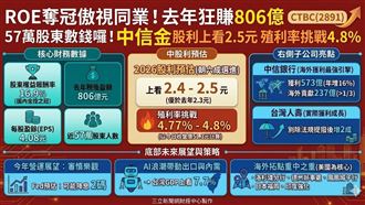 ROE奪冠傲視同業！中信金去年狂賺806億