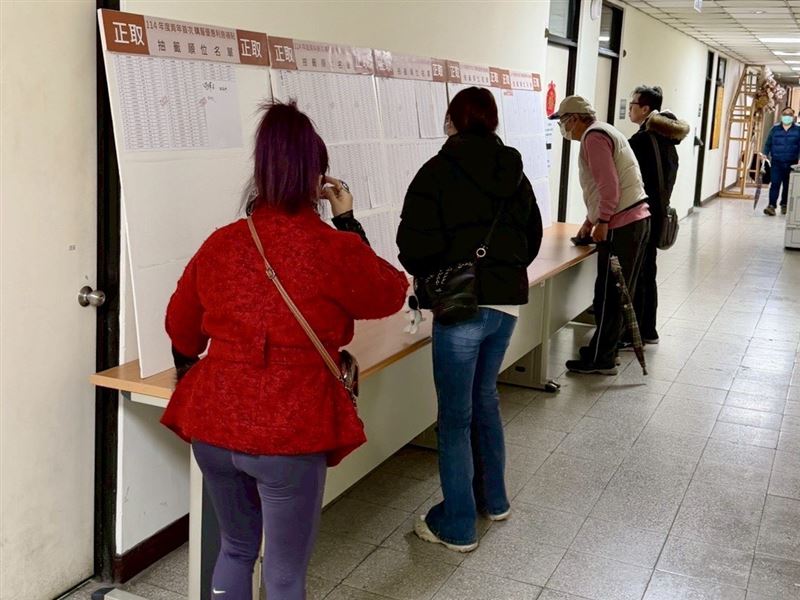 台中市青年首次購屋優惠利息補貼，已抽出1200戶受惠者，現場民眾查詢正取名單。（圖／翻攝自台中市住宅處）