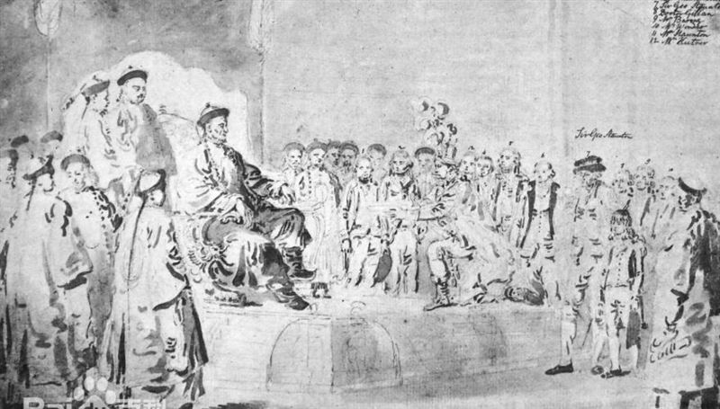 馬戛爾尼使團覲見乾隆皇帝。（圖／翻攝自百度百科）