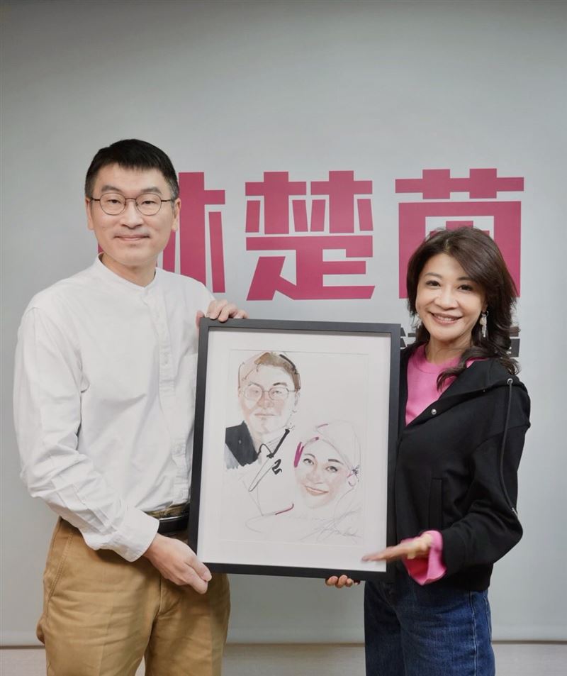 林楚茵表示，還好有畫家好友出手相救，送上手繪「夫妻畫」，讓梁文傑能「借畫」獻給老婆（圖／翻攝自林楚茵Threads）