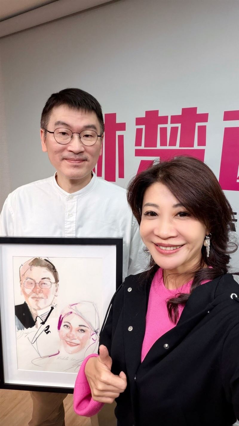 林楚茵表示，還好有畫家好友出手相救，送上手繪「夫妻畫」，讓梁文傑能「借畫」獻給老婆（圖／翻攝自林楚茵Threads）