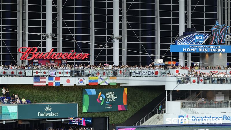 WBC8強賽，日本隊球迷聚集在中、左外野應援。（圖／記者劉彥池攝影）