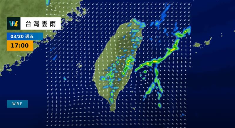 廖于霆表示,週五北部地區將受到一波微弱鋒面及東北風增強影響,局部地區有短暫雨的機會。(圖/翻攝自天氣風險 WeatherRisk臉書)