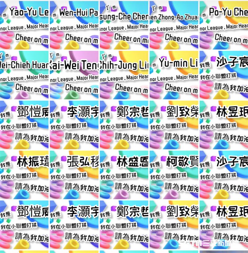 台橋們為旅美球員們製作的應援手舉牌，希望這些旅美台灣孩子可以知道，即便在海外打拚，仍有許多人支持他們、為他們打氣。（圖／北美台灣一級棒聯盟授權提供）