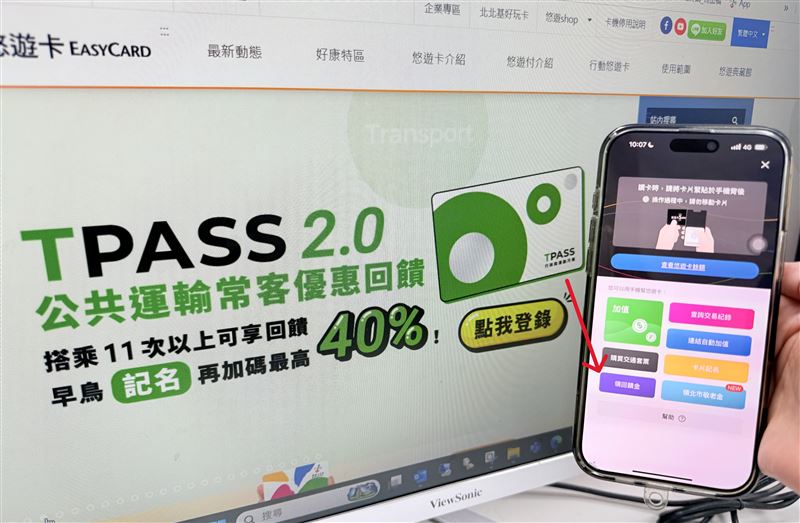 TPASS2.0常客回饋金，悠遊付APP靠卡領回饋秒搞定。（圖／悠遊卡公司提供）