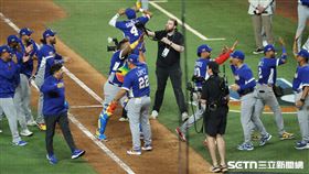 WBC8強賽，委內瑞拉隊8：5擊敗日本隊晉級4強，球員在場上慶祝勝利。（圖／特派記者劉彥池攝影）