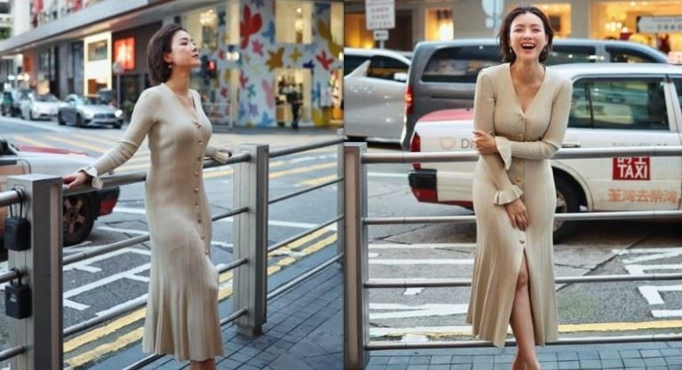 陳茵媺倚靠欄杆擺出不同姿勢拍照，氣質與自信兼具，貼文曝光後立刻吸引不少網友留言按讚，紛紛大讚陳茵媺是「辣媽代表」、「這身材太犯規」。（圖／翻攝自陳茵媺IG）