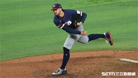 WBC4強賽，美國隊先發投手斯金斯（Paul Skenes）。（圖／特派記者劉彥池攝影）