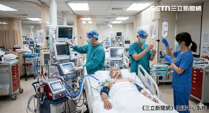 加護病房葉克膜搶救情境示意圖（圖／《三立新聞網》生活中心製作）