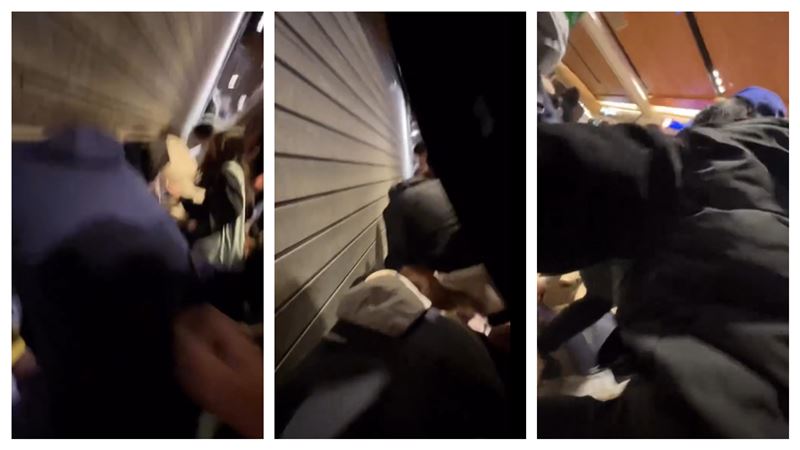 知名蛋糕店推出「杜拜巧克力千層蛋糕」掀起搶購潮，新北百貨的分店尚未開門就有大批民眾排隊，開門後更有人在走道上狂奔搶購，場面一度相當混亂。（圖／yu96x9授權，未經同意請勿轉載）