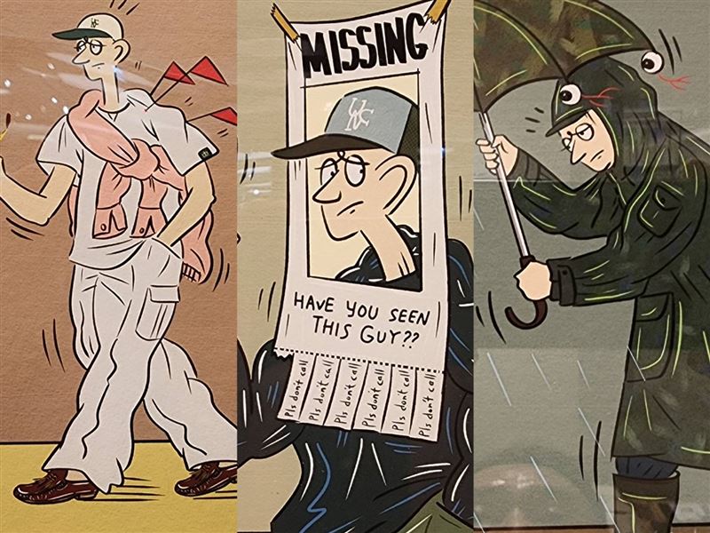 香港插畫家愛上台灣!「畫你不對勁的似顏畫」藝術展接地氣把國民零食「乖乖」畫入作品,網友驚呼太有梗。(圖/香港插畫家薛傳善提供)