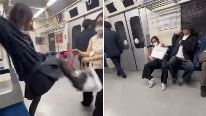 2026年，日本網紅翻拍台北捷運踹人事件。（圖／翻攝自IG＠yoshidamanase）