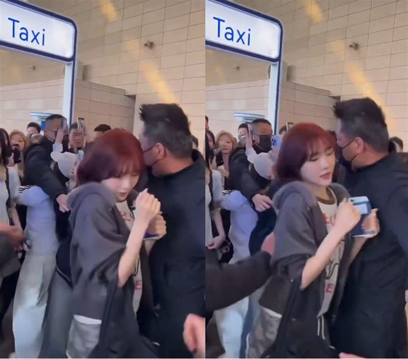 隊長志宇2度被粉絲擠完又猛然遭保鑣「故意猛推」網氣炸。(圖/翻攝自微博)