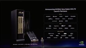 黃仁勳於GTC 2026證實三星代工Groq技術LP30晶片，預計Q3出貨。新平台Vera Rubin NVL72同步啟動，台廠展現驚人宰制力，包括鴻海、廣達、英業達等9家公司在13家硬體商中佔比破7成，穩坐全球AI硬體核心。（圖／翻攝自Nvidia網站） 