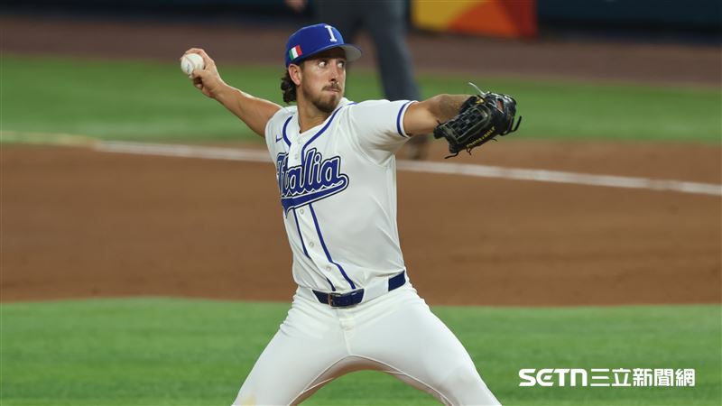 WBC4強賽，義大利隊換上第2任投手羅倫森（Michael Lorenzen）。（圖／特派記者劉彥池攝影