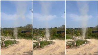 彰化驚見龍捲風！塵土狂捲10米高畫面曝