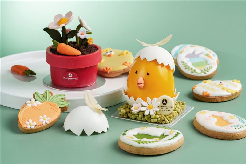 即將到來的復活節The Nine烘焙坊推出復活節糖霜餅乾，以小主題蛋糕。（圖／飯店旅宿業者提供）