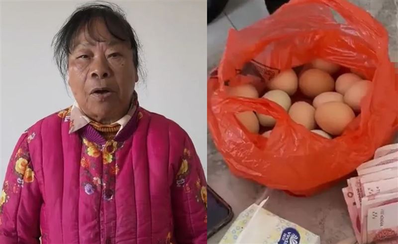 湖南一名男子只花1千元與20顆雞蛋當聘金,娶了82歲老奶奶當老婆,但婚後卻置之不理。(翻攝微博)