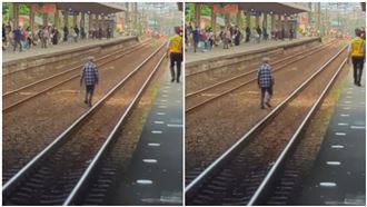 台鐵樹林站老翁入侵鐵軌　站務員月台狂追