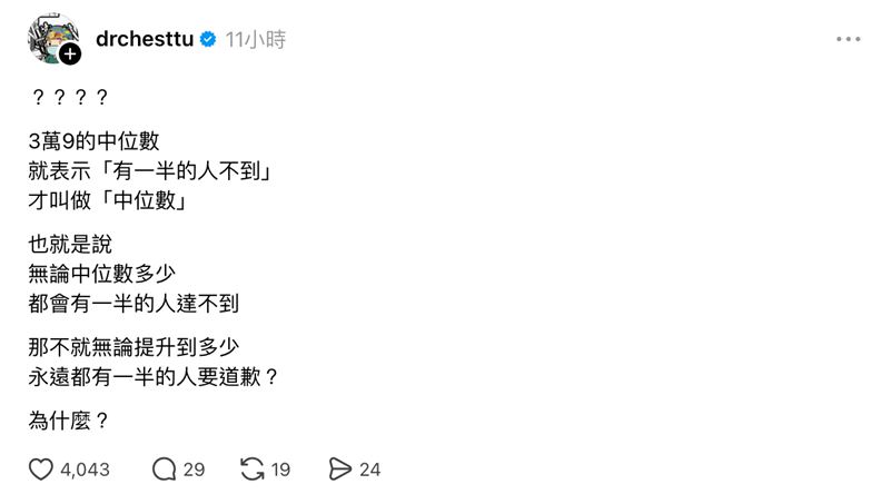 國民黨發文酸薪資中位數，慘遭眾人打臉。（圖／翻攝自中國國民黨Threads）