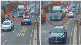  聯結車,垃圾車,母女,車道（圖／翻攝畫面）