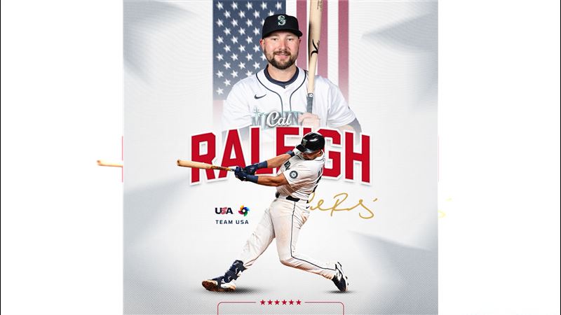 美國隊重砲洛利（Cal Raleigh）。（圖／翻攝自X平台 @USABaseball）