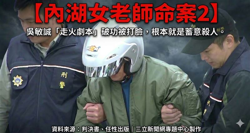 內湖女老師命案，吳敏誠誤殺「槍枝走火劇本」破功，鑑識專家謝松善站上法庭4小時，用科學證據打臉吳敏誠，「他根本就是蓄意殺人」。（圖／三立新聞資料照、GEMINI 製作）