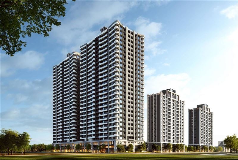 「晴空大地」位在絕佳地段，具備發展潛能與多重優勢，增值潛力無窮。(晴空大地外觀3D示意圖)