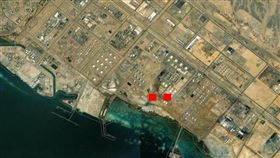 NASA影像顯示，沙烏地阿拉伯廷布港的煉油廠和油槽附近發生火災。（圖／翻攝自X平台 @MarioNawfal）