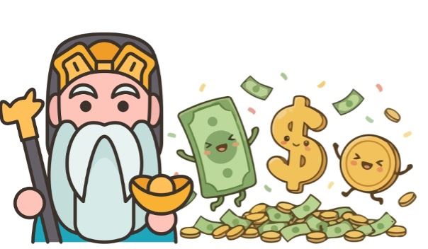 土地公招財進寶的形象。（圖／Canva製作）