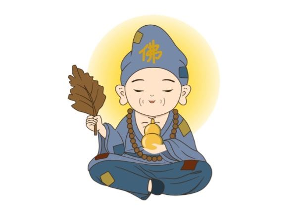 濟公禪師穿著自在、手拿蒲扇。（圖／CANVA製作）