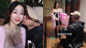 鄧佳華稱與簡簡在一起8個月，晚間拿花下跪向她求婚，對此女方也給答案了。（圖／翻攝自鄧佳華Threads）

