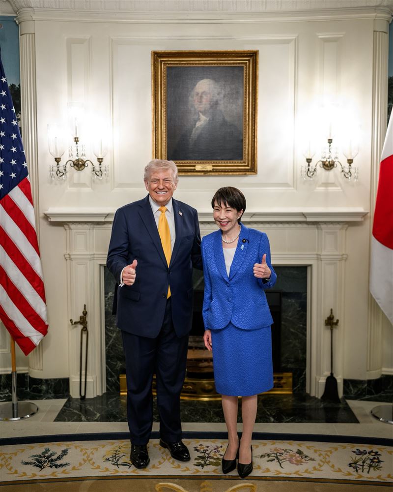 美國總統川普和日本首相高市早苗會面。（圖／翻攝自X平台@WhiteHouse）