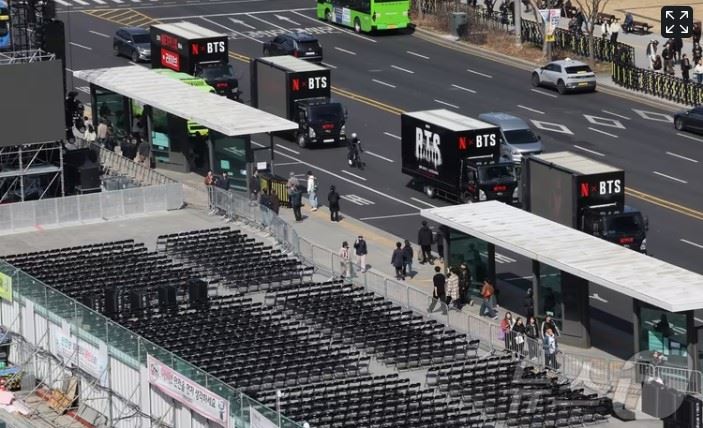 BTS回歸演出在即，首爾市政府啟動最高規格的安全機制，祭出了各項管制措施。（圖／翻攝自 뉴스1）
