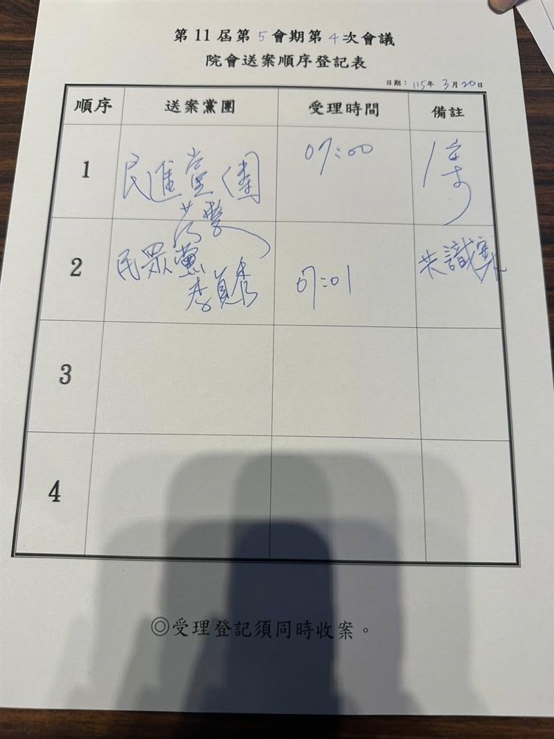 吳思瑤秀證據，李貞秀不懂程序，助理提醒寫第四案還聽不懂，硬是在登記表上寫成了「共識案」（圖／翻攝自吳思瑤臉書）