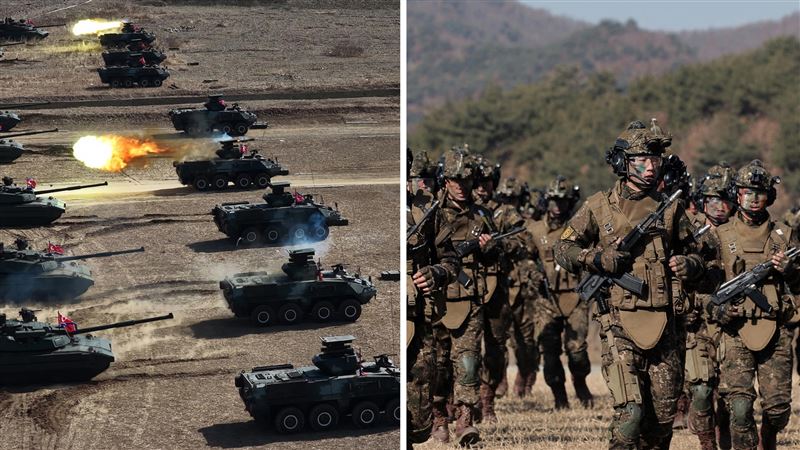 步兵和坦克兵部隊聯合攻擊戰術演習。（圖／翻攝自朝中社）