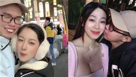 鄧佳華出獄後與網美來心（左圖）、前女友簡簡（右圖）激吻，甚至拿花下跪向簡簡求婚，引發網友羨慕。（圖／翻攝自鄧佳華Threads）

