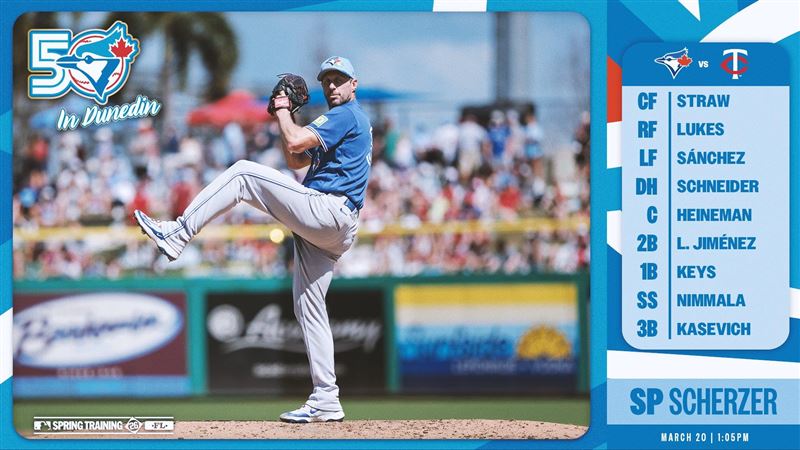 薛澤（Max Scherzer）熱身賽第3場先發，主投5局無失分。（圖／翻攝自藍鳥推特）