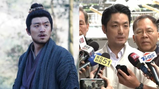 有網友發現中劇《逐玉》中「殺豬小隊」金爺(左)撞臉蔣萬安,蔣萬安受訪做出回應(組合圖/翻攝自李殿尊微博、翻攝畫面)